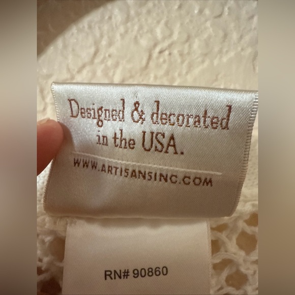 Artisans The Art of Apparel Sweater Sz L White Loose Open Knit Sheer Artsy - Picture 3 of 13